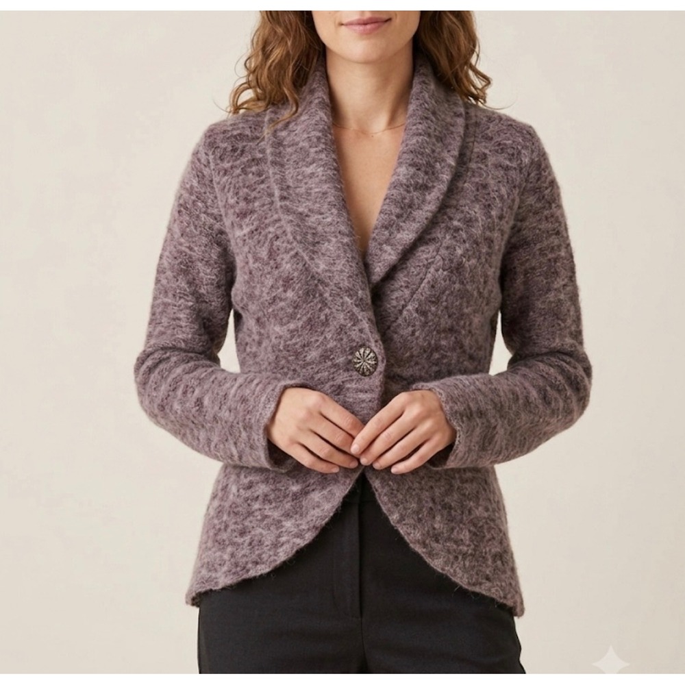 KOKOON Cardigan Jacket NEW Wool Blend Fuzzy Dusty Purple Large